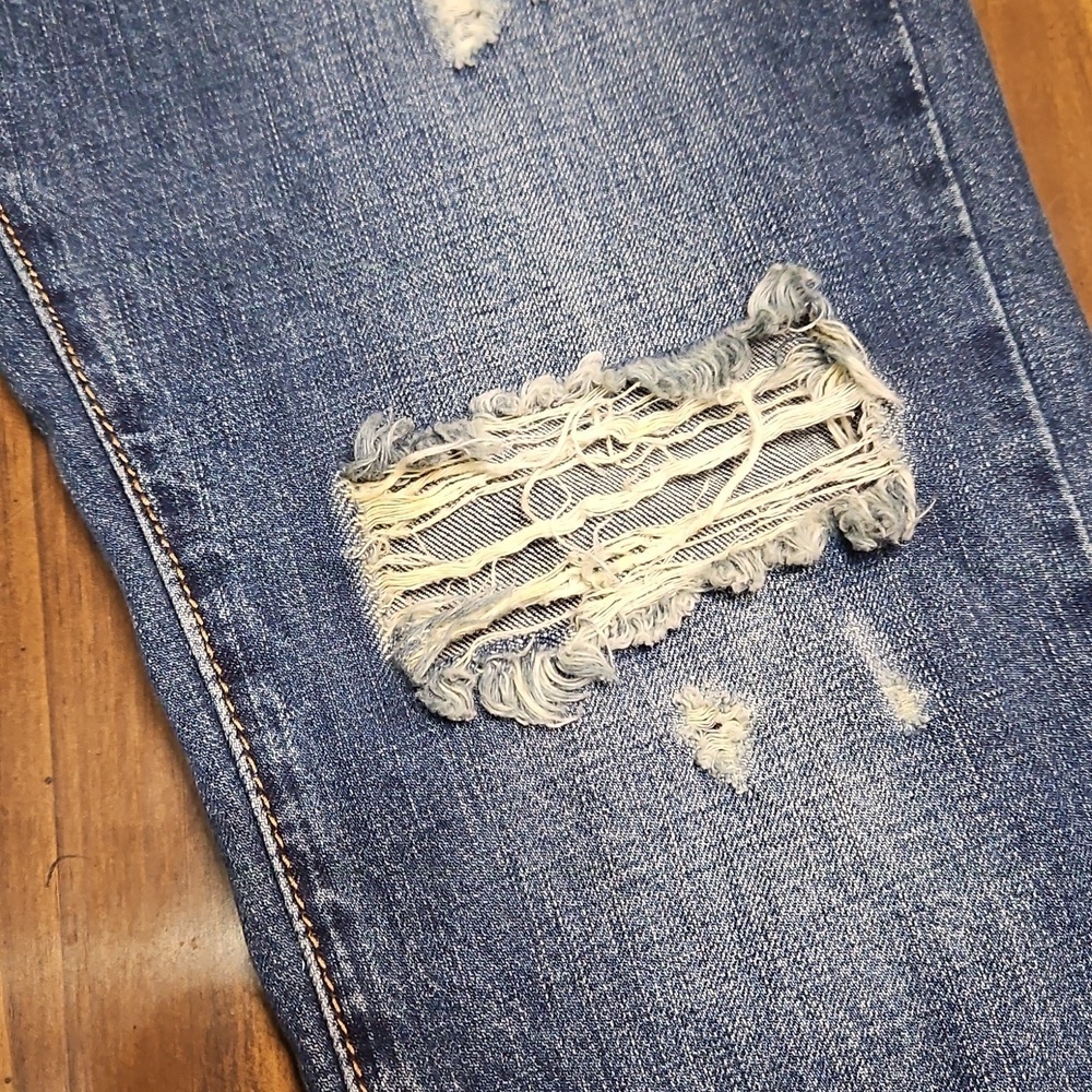 Machine Blue Relaxed Fit Distressed Jeans - Picture 7 of 15